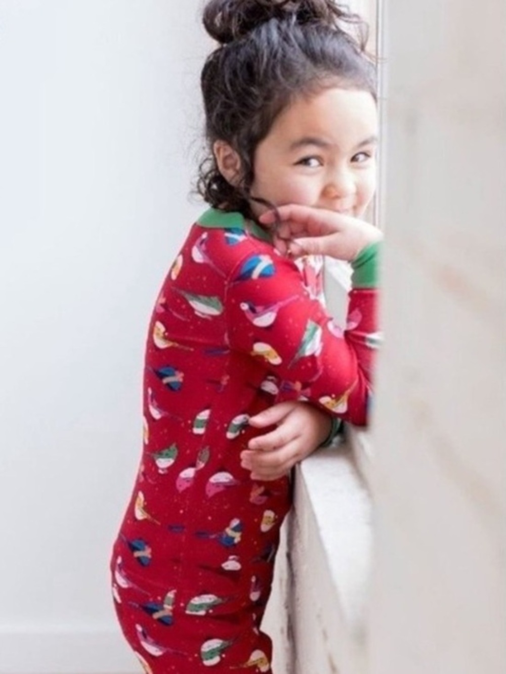 Hanna Andersson Pajamas 2 Piece Set Organic Cotton Snowbirds Red Green Size 110